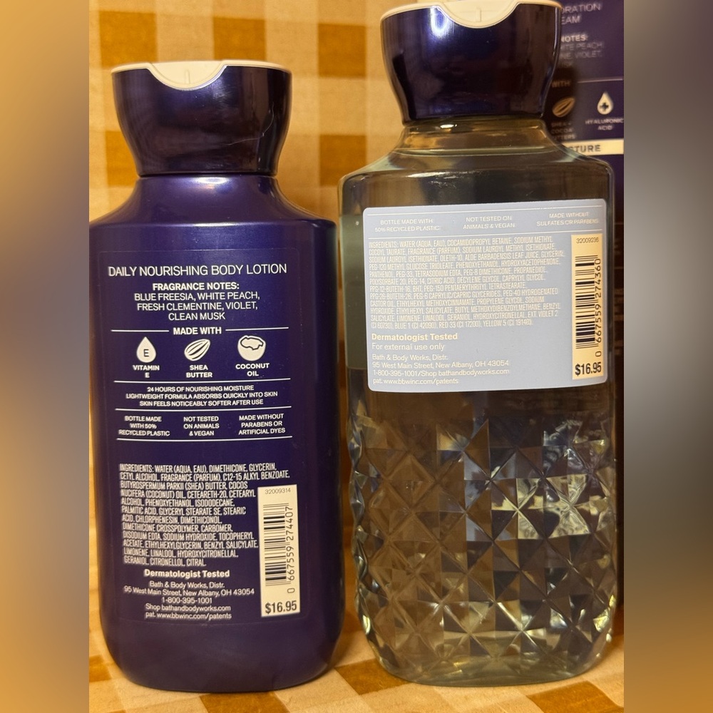 NEW B&BW Gingham Blue 4 PIECE BODY SET with Fragrance - Picture 2 of 3